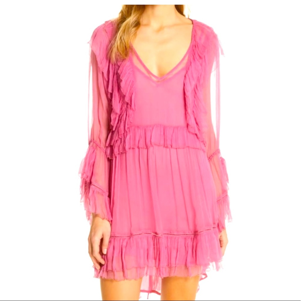 Love Sam tuilleries designer raspberry pink sheer dress